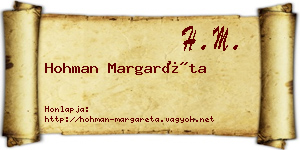 Hohman Margaréta névjegykártya
